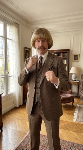 Paris apartment scene with the fictional Jean-style gentleman